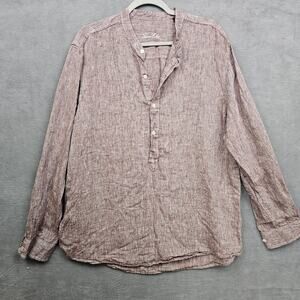 Tasso Elba Mens 100% Linen Henley Top Blush Pink Relaxed Coastal Beachy XL